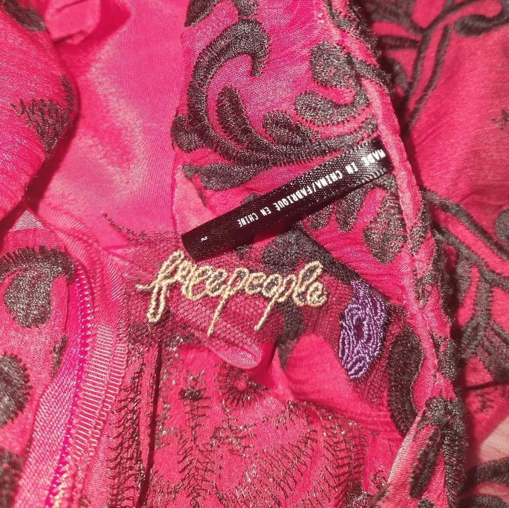 FREE PEOPLE Want to Want Me Red/Black Embroidery Mini Dress - Picture 8 of 11